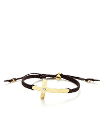 Cross & Brown Cord Bracelet
