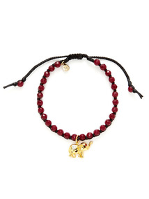 Elephant Charm & Red Agate Bead Bracelet