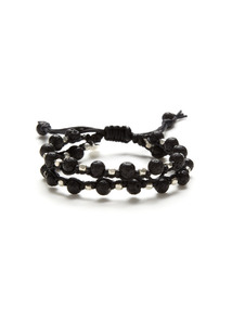 Black Lava Bead Double Strand Bracelet