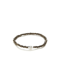 Silver Skull & Pyrite Stretch Bracelet