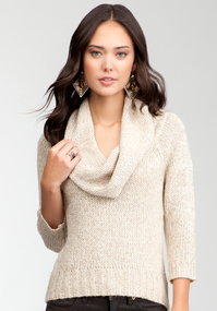 Marled Deep Cowl Hi-Lo Sweater
