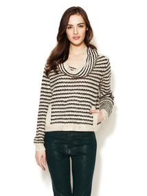 Striped Cowl Neck Sweater