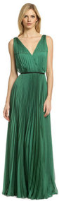 Halston Heritage For Evergreen Pleat Gown