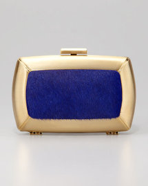 BCBGMAXAZRIA Liza Calf-Hair Minaudiere, Blue