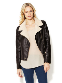 Croc Embossed Faux Shearling Jacket