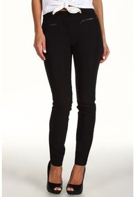 DKNYC - Skinny Pant w/ Faux Leather Pkt Trim (Black) - Apparel