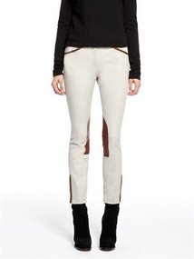 Ankle Skinny Pant With Leather Riding Patch And Ankle Zipper