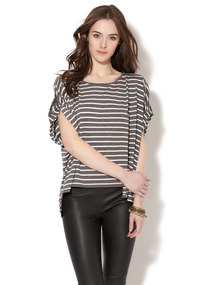 Oversized Cotton Tee With Tab Sleeves