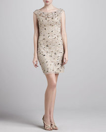 Aidan Mattox Sequined Cowl Dress