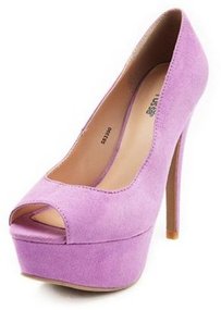 Sueded Peep-Toe Platform Pump
