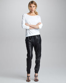 Vince Leather Jogging Pants