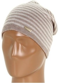 Calvin Klein - Striped Fine Gauge Knit Slouchie Beanie (Creme/Oat) - Hats