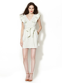 Seersucker Ruffle Sleeve Dress