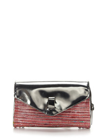 Belted Strap Mixed Media Convertible Clutch