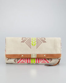 Cynthia Vincent Tribal-Print Banker's Clutch Bag