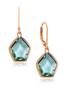 Rose Gold & Teal CZ Pentagon Earrings