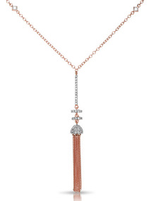 Rose Gold & CZ Tassel Pendant Necklace