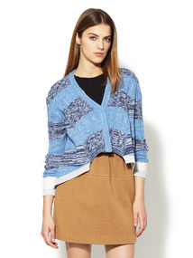 Printed Wool High Low Cardigan