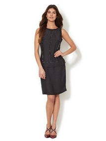 Silk Beaded Crew Neck Dress