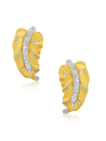 Two Tone & CZ Leaf Earrings