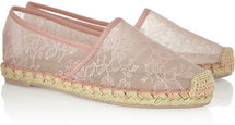 Valentino Chantilly lace and mesh espadrilles