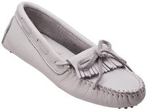 MINNETONKA MOCCASIN 594 White Leather Driving Moc