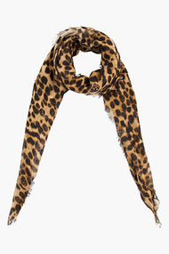 ALEXANDER MCQUEEN Tan and black cashmere-silk Leopard Skull scarf