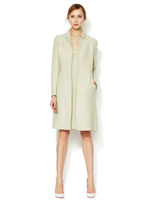 Pintucked Fleece Wool Overcoat