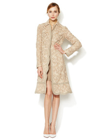 Embroidered Scalloped Overcoat