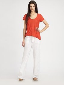 Vince Semi-Sheer Linen Drawstring Pants
