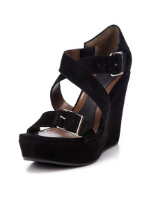 Suede Buckle Wedge Sandal