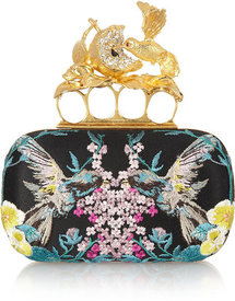 Alexander McQueen Knuckle embroidered satin box clutch