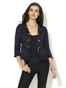 Tweed Button Peplum Jacket