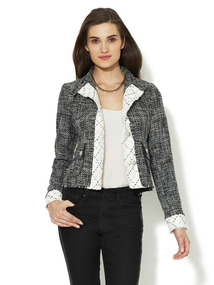 Contrast Trim Tweed Jacket