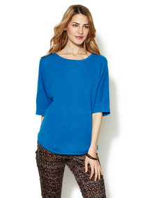 Cashmere Shirt Tail Short Sleeve Sweater