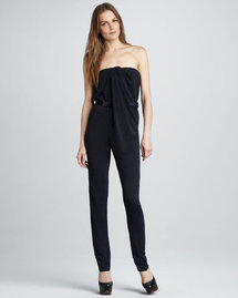 Halston Heritage Strapless Draped Jumpsuit