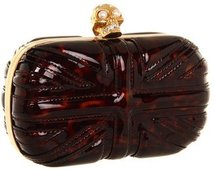 Alexander McQueen - Britania Skull Box Clutch (Tortoise Brown) - Bags and Luggage