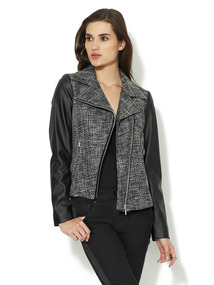 Woven Combo Moto Jacket