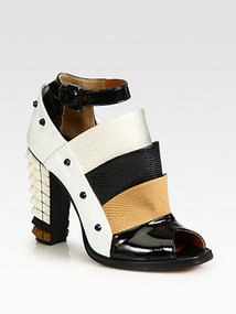 Fendi Polifonia Leather Spiked-Heel Ankle Boots