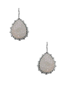 Dew Drop White Drusy Teardrop Earrings
