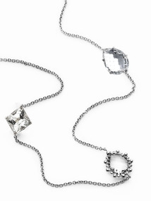 Melia Multi-Cut Rock Crystal & White Topaz Station Necklace