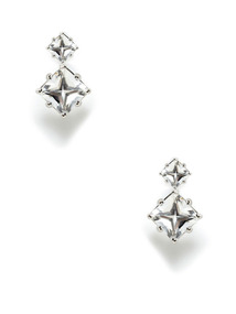 Carre Rock Crystal Double Drop Earrings