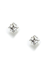 Carre Mini Rock Crystal Stud Earrings