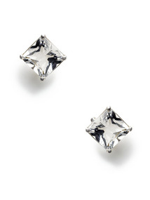 Carre Rock Crystal Stud Earrings