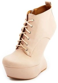 Lace-Up Heel-Less Wedge Bootie