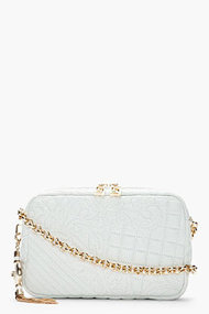 VERSACE White Lamb Leather Embossed and quilted Bag