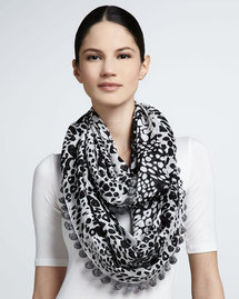 Diane von Furstenberg Leopard Rain Print Infinity Scarf, Black/White
