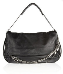 Jimmy Choo Biker chain-trimmed textured-leather shoulder bag
