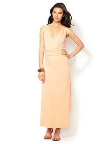 V-Neck Jersey Knit Maxi Dress
