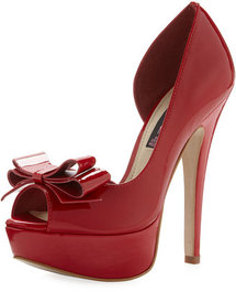Steven by Steve Madden Ariall Patent Bow Pump, Red